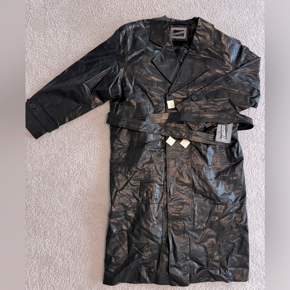 Genuine Leather trench coat